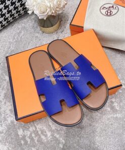 Replica Hermes Izmir Sandals in Epsom Calfskin H181403 Royal Blue Brow