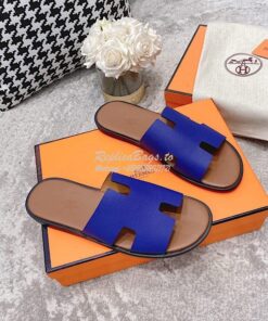 Replica Hermes Izmir Sandals in Epsom Calfskin H181403 Royal Blue Brow 2