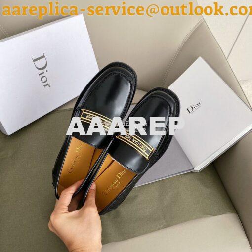 Replica Dior Code Loafer Black Glazed Calfskin KCB633 4