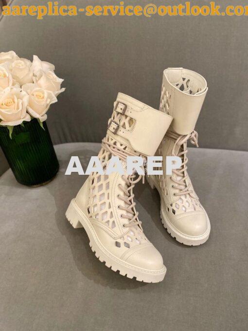 Replica Dior D-Trap Ankle Boot White Matte Calfskin KDI601 3