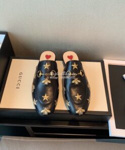 Replica Gucci Princetown Embroidered Leather Slipper 505268 Black 2