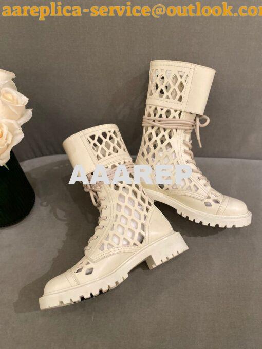 Replica Dior D-Trap Ankle Boot White Matte Calfskin KDI601 4