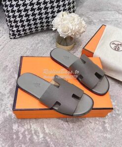 Replica Hermes Izmir Sandals in Epsom Calfskin H181403 Grey 2