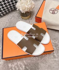 Replica Hermes Izmir Sandals in Epsom Calfskin H181403 Etude Blanc