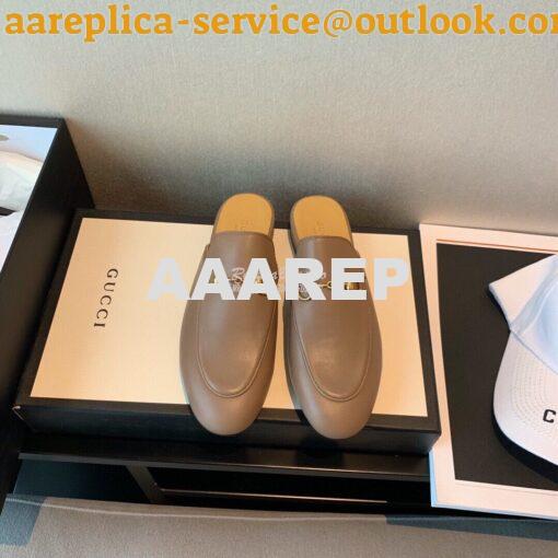 Replica Gucci Princetown Leather Slipper 423513 Brown 2