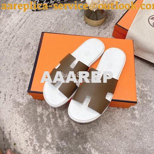 Replica Hermes Izmir Sandals in Epsom Calfskin H181403 Etude Blanc 2