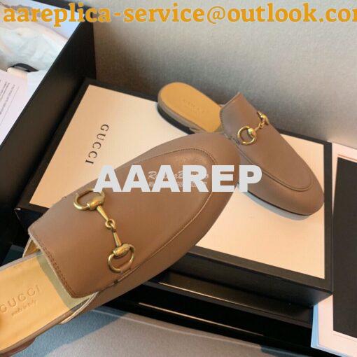 Replica Gucci Princetown Leather Slipper 423513 Brown 8