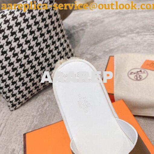 Replica Hermes Izmir Sandals in Epsom Calfskin H181403 Etude Blanc 9