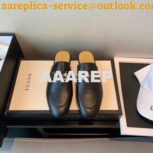 Replica Gucci Princetown Leather Slipper 423513 Black 2