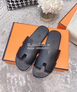 Replica Hermes Izmir Sandals in Epsom Calfskin H181403 Black