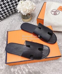 Replica Hermes Izmir Sandals in Epsom Calfskin H181403 Black 2