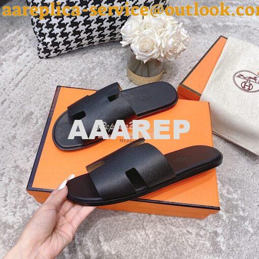 Replica Hermes Izmir Sandals in Epsom Calfskin H181403 Black 4