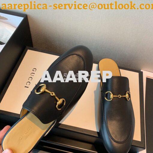 Replica Gucci Princetown Leather Slipper 423513 Black 6