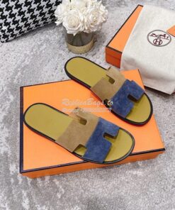 Replica Hermes Izmir Sandals in Suede Calfskin H181403 blue brown