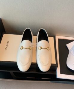 Replica Gucci Leather Horsebit Loafer 414998 White