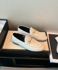 Replica Gucci Leather Horsebit Loafer 414998 White 2