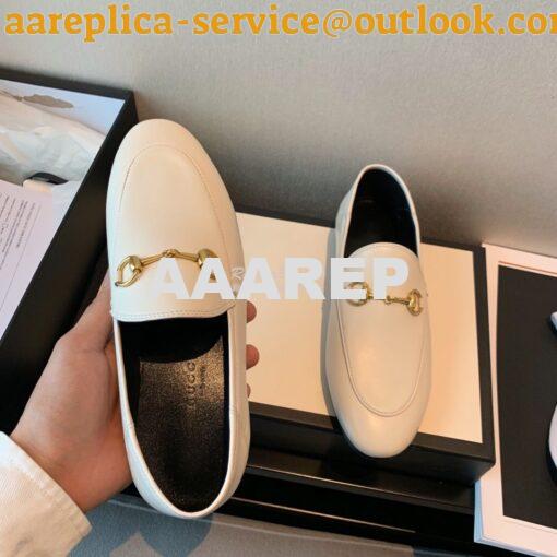 Replica Gucci Leather Horsebit Loafer 414998 White 4