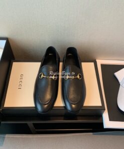 Replica Gucci Leather Horsebit Loafer 414998 Black