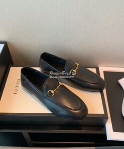 Replica Gucci Leather Horsebit Loafer 414998 Black 2