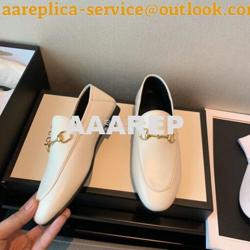 Replica Gucci Leather Horsebit Loafer 414998 White 6