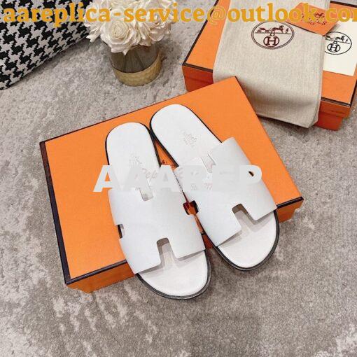 Replica Hermes Izmir Sandals in Smooth Calfskin H181403 Blanc