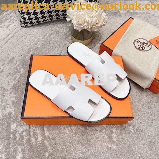 Replica Hermes Izmir Sandals in Smooth Calfskin H181403 Blanc 2