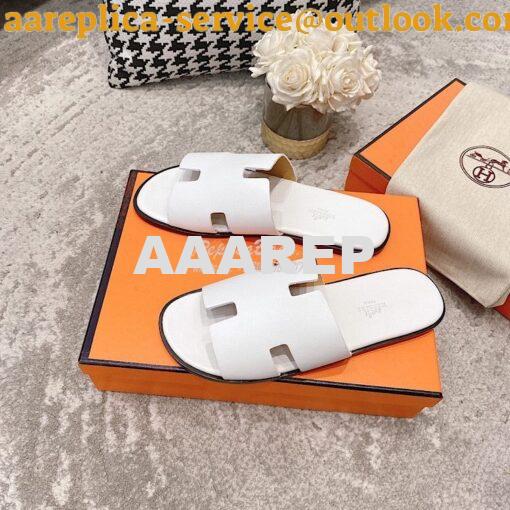 Replica Hermes Izmir Sandals in Smooth Calfskin H181403 Blanc 3