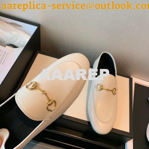 Replica Gucci Leather Horsebit Loafer 414998 White 9