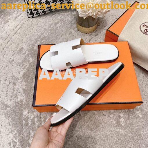 Replica Hermes Izmir Sandals in Smooth Calfskin H181403 Blanc 7