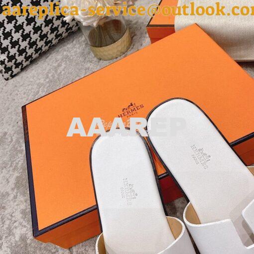 Replica Hermes Izmir Sandals in Smooth Calfskin H181403 Blanc 8