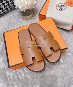 Replica Hermes Izmir Sandals in Smooth Calfskin H181403 Brown