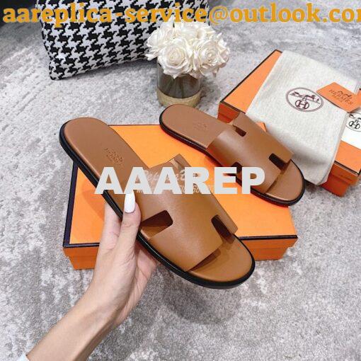 Replica Hermes Izmir Sandals in Smooth Calfskin H181403 Brown 4