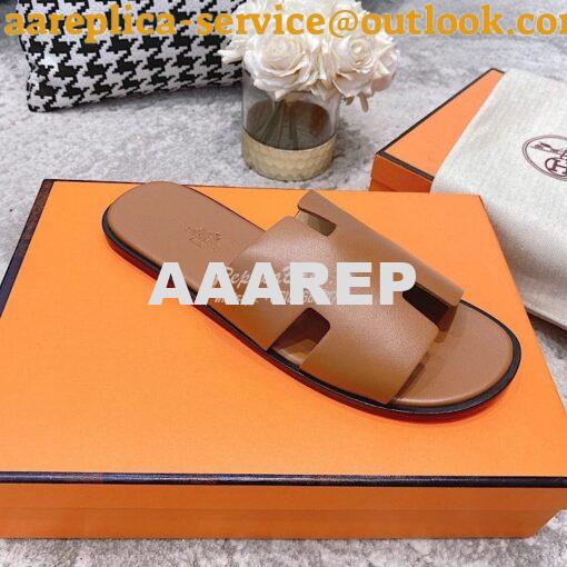 Replica Hermes Izmir Sandals in Smooth Calfskin H181403 Brown 6