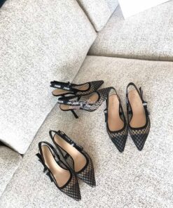 Replica Dior J'adior Ballerina Flat & Slingback Pumps Black Mesh