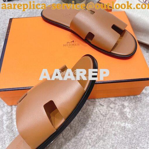 Replica Hermes Izmir Sandals in Smooth Calfskin H181403 Brown 8