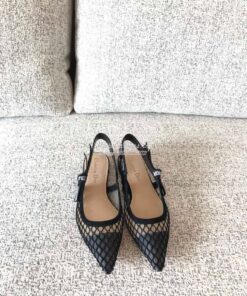 Replica Dior J'adior Ballerina Flat & Slingback Pumps Black Mesh 2