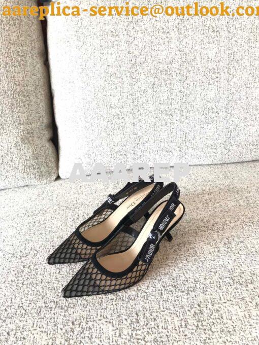 Replica Dior J'adior Ballerina Flat & Slingback Pumps Black Mesh 4