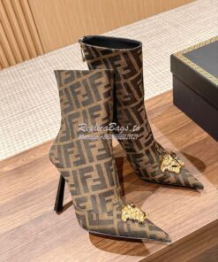 Replica Fendi Fendace FF Jacquard Short Boots 1A03184 2