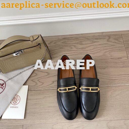 Replica Hermes Mocassins Colette in Calfskin H211041Z Black 2