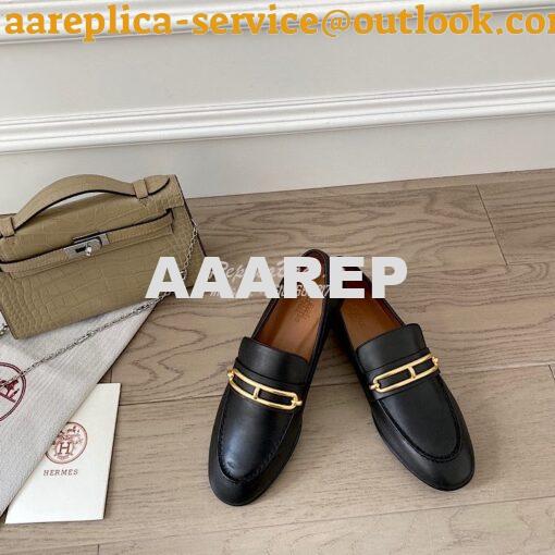 Replica Hermes Mocassins Colette in Calfskin H211041Z Black 3