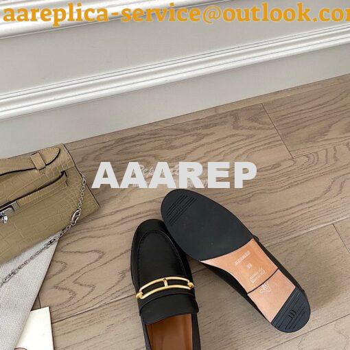 Replica Hermes Mocassins Colette in Calfskin H211041Z Black 8