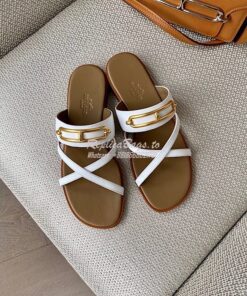 Replica Hermes Claire Sandal in Calfskin H211039 White