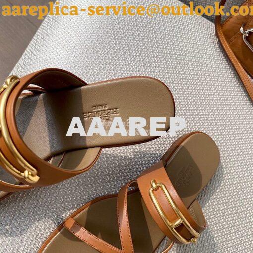 Replica Hermes Claire Sandal in Calfskin H211039 Brown 6