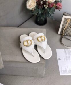 Replica Dior 30 Montaigne Flat Thong KCQ386 White