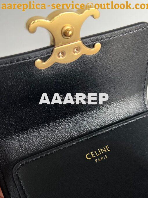 Replica CELINE COMPACT WALLET WITH COIN TRIOMPHE IN TRIOMPHE BLACK SHI 8