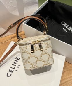 Replica Celine Mini Vanity Case In Triomphe Canvas And Calfskin 10J762