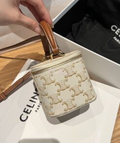 Replica Celine Mini Vanity Case In Triomphe Canvas And Calfskin 10J762 2