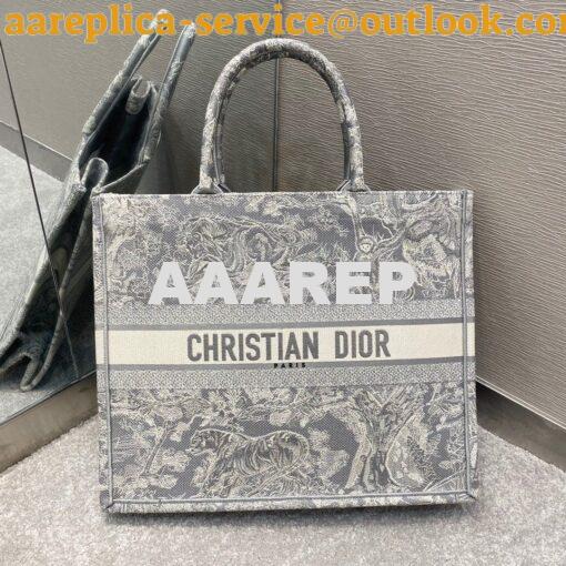 Replica Dior Book Tote bag in Gray Toile de Jouy Reverse Embroidery