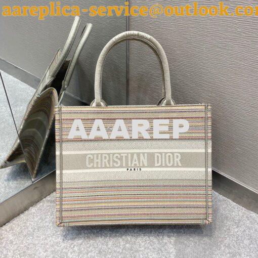 Replica Dior Book Tote bag in Multicolor Stripes Embroidery 8