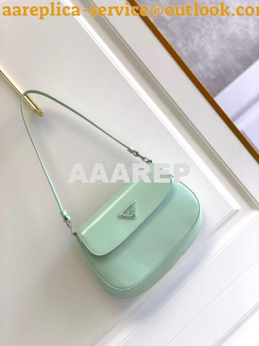 Replica Prada Cleo Brushed Leather Shoulder Bag With Flap 1BD311 Aqua